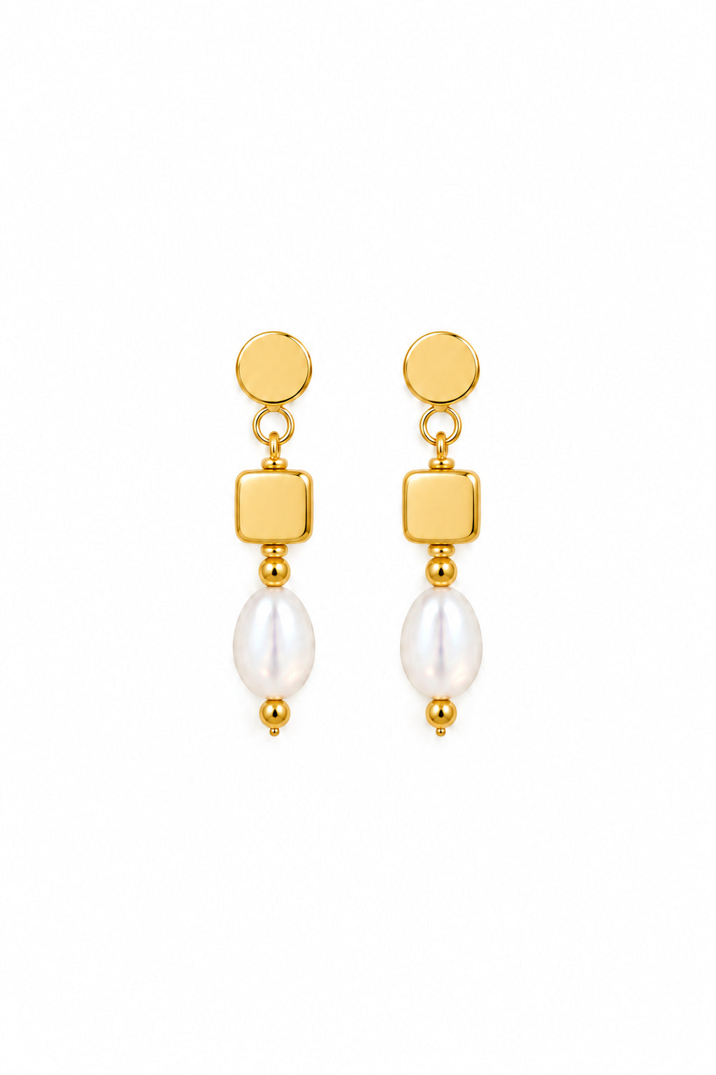 Elegant Gold Plated Pearl & Magenta Bead Chain Necklace Set with Matching Dangle Earrings