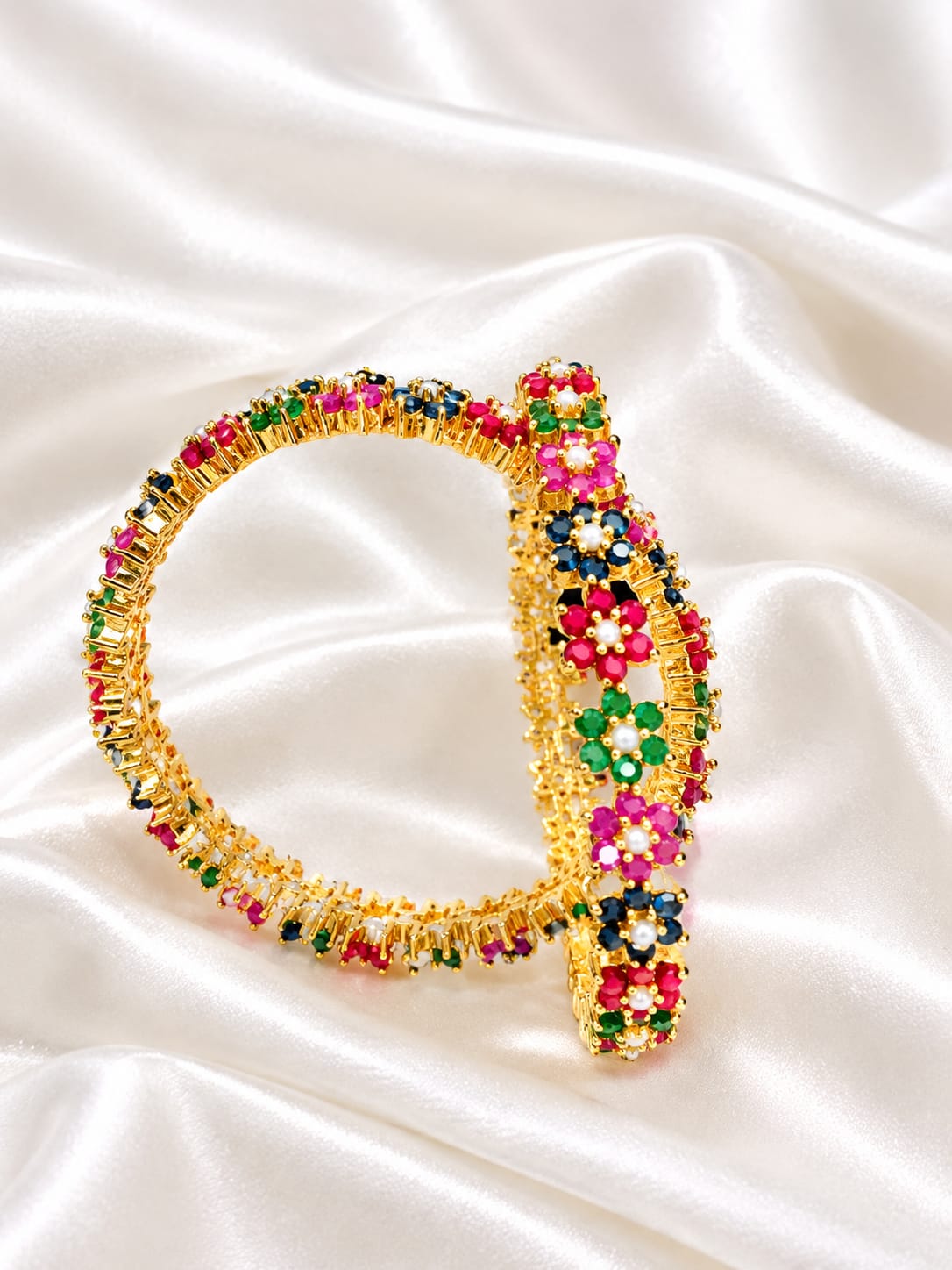 🌈✨Multicolor Floral Gold Plated Designer Bangle