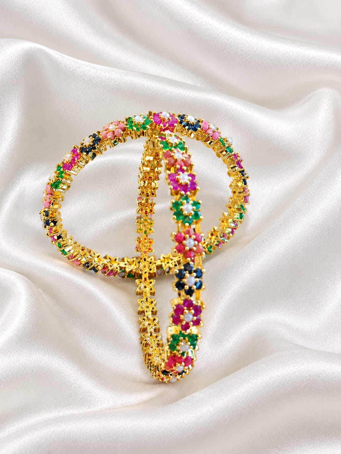 🌈✨Multicolor Floral Gold Plated Designer Bangle