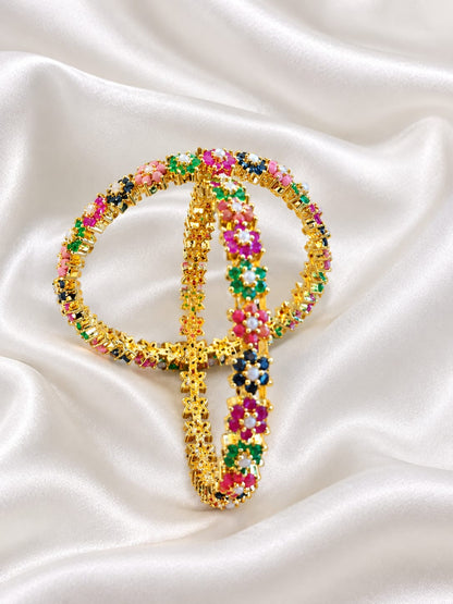 🌈✨Multicolor Floral Gold Plated Designer Bangle