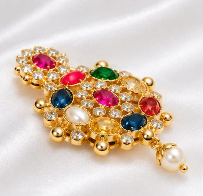 Royal Traditional Navaratna Gold-Plated Pendant