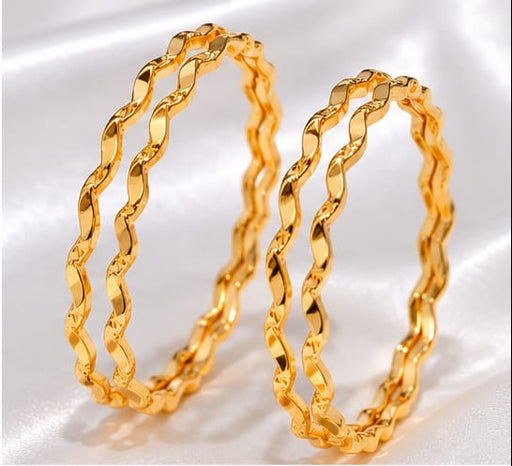 Modern Twisted Wave Gold-Plated Stacking Bangles – Set of 4 Daily Wear Kangan