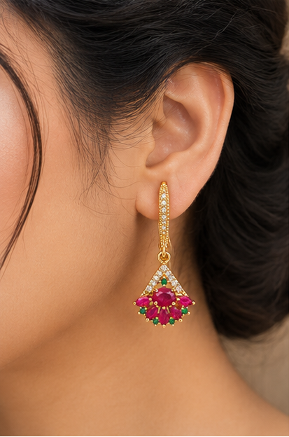 Gold-tone floral drop earrings