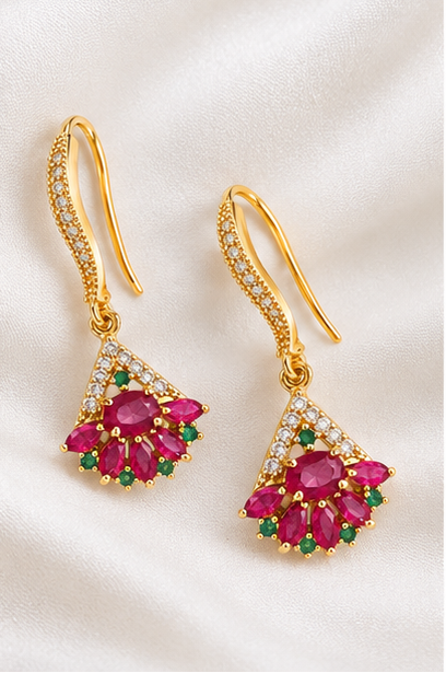 Gold-tone floral drop earrings