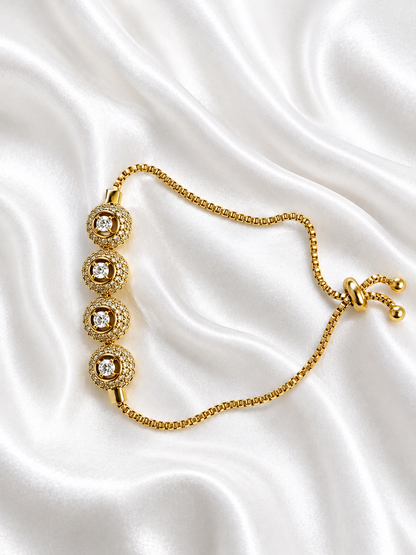 Luxury Adjustable CZ Crystal Link Bracelet – Gold & Rose Gold Finish