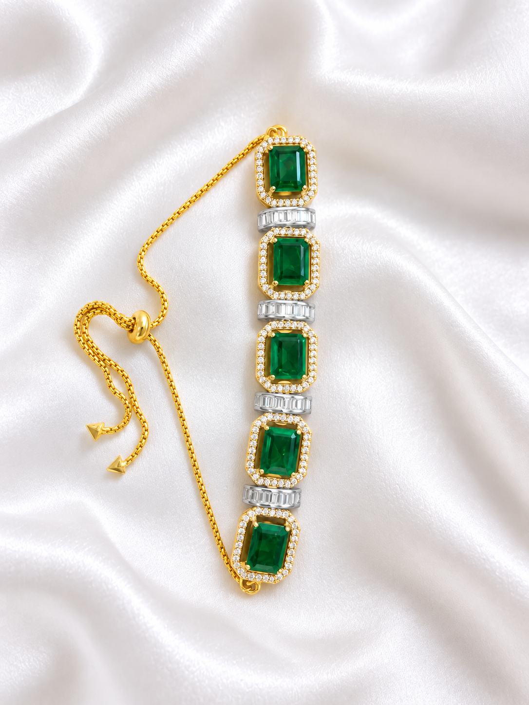 Luxury Emerald, Ruby & White Crystal Statement Bracelets | Gold & Rose Gold Finish