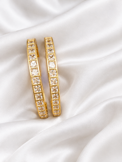 🌈✨4-Color Square Stone Gold Plated Bangles – 💚Emerald, 🩷Ruby Pink, 💙Dark Blue & 💜Purple**