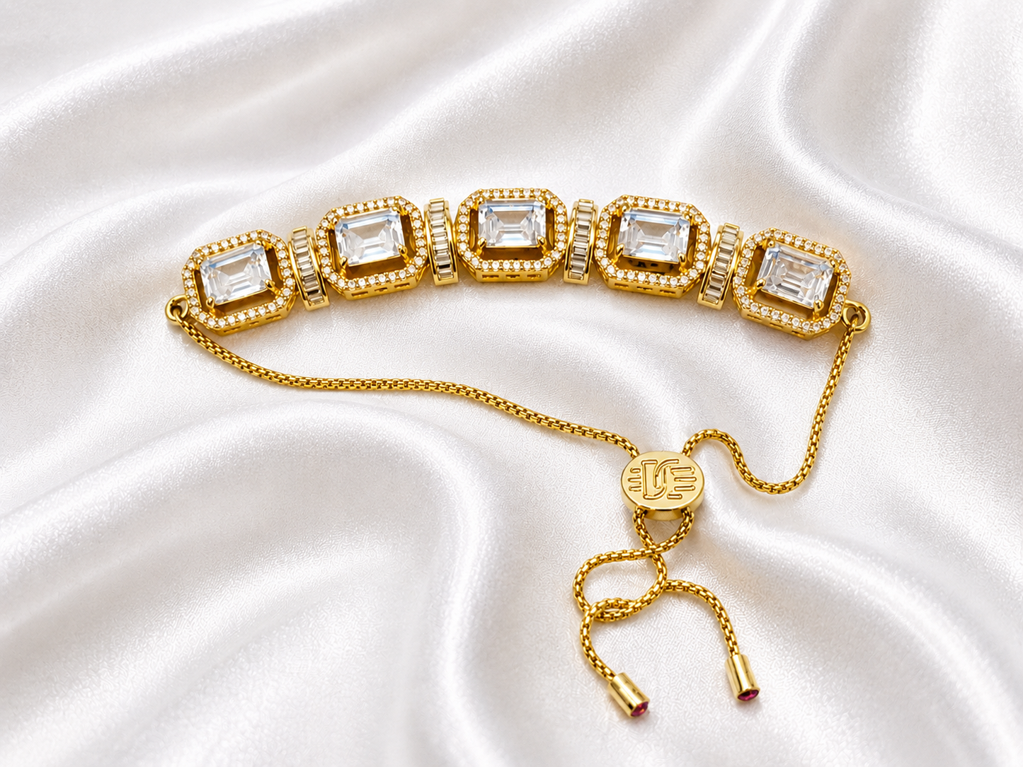 Luxury Emerald, Ruby & White Crystal Statement Bracelets | Gold & Rose Gold Finish