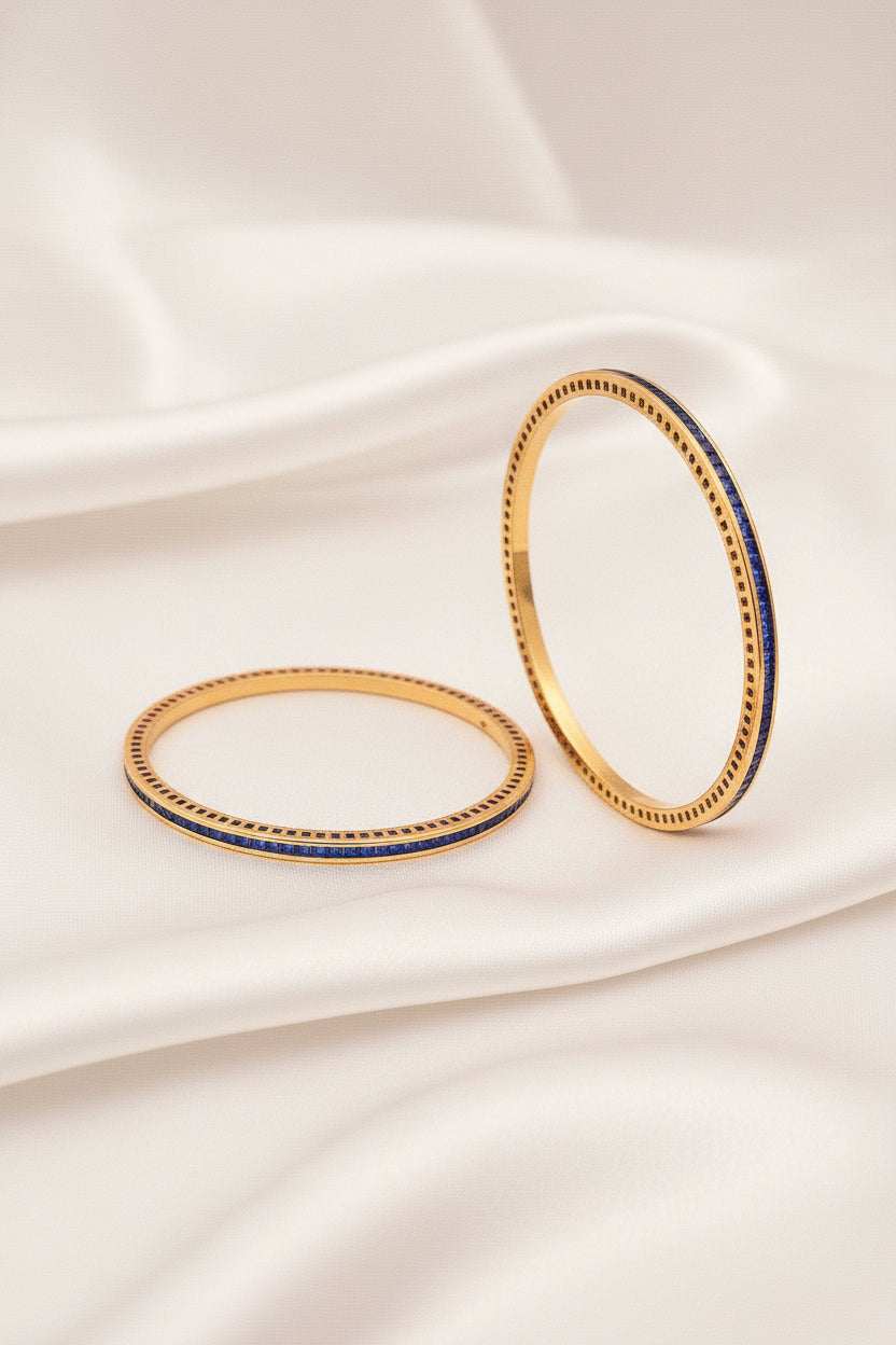 Gold-Plated Zircon Channel-Set Bangles