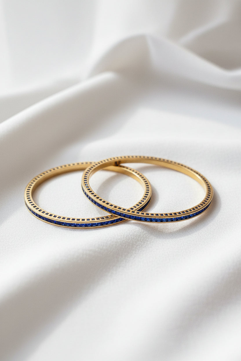 Gold-Plated Zircon Channel-Set Bangles