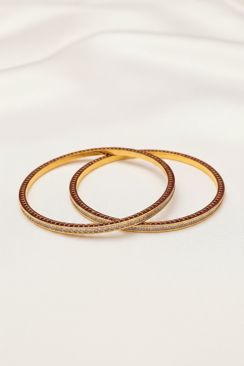 Gold-Plated Zircon Channel-Set Bangles