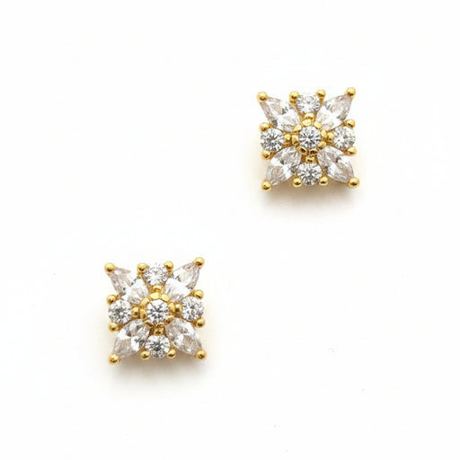 Zircon Marquise and Round Geometric Star Cluster Stud Earrings