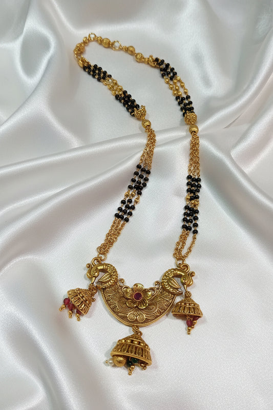 Traditional Gold-Plated Peacock Design Mangalsutra