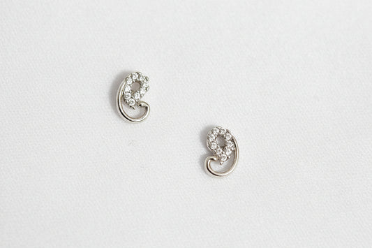 Zircon Swirl Leaf Motif Dainty Stud Earrings