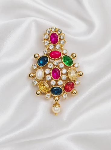 Royal Traditional Navaratna Gold-Plated Pendant
